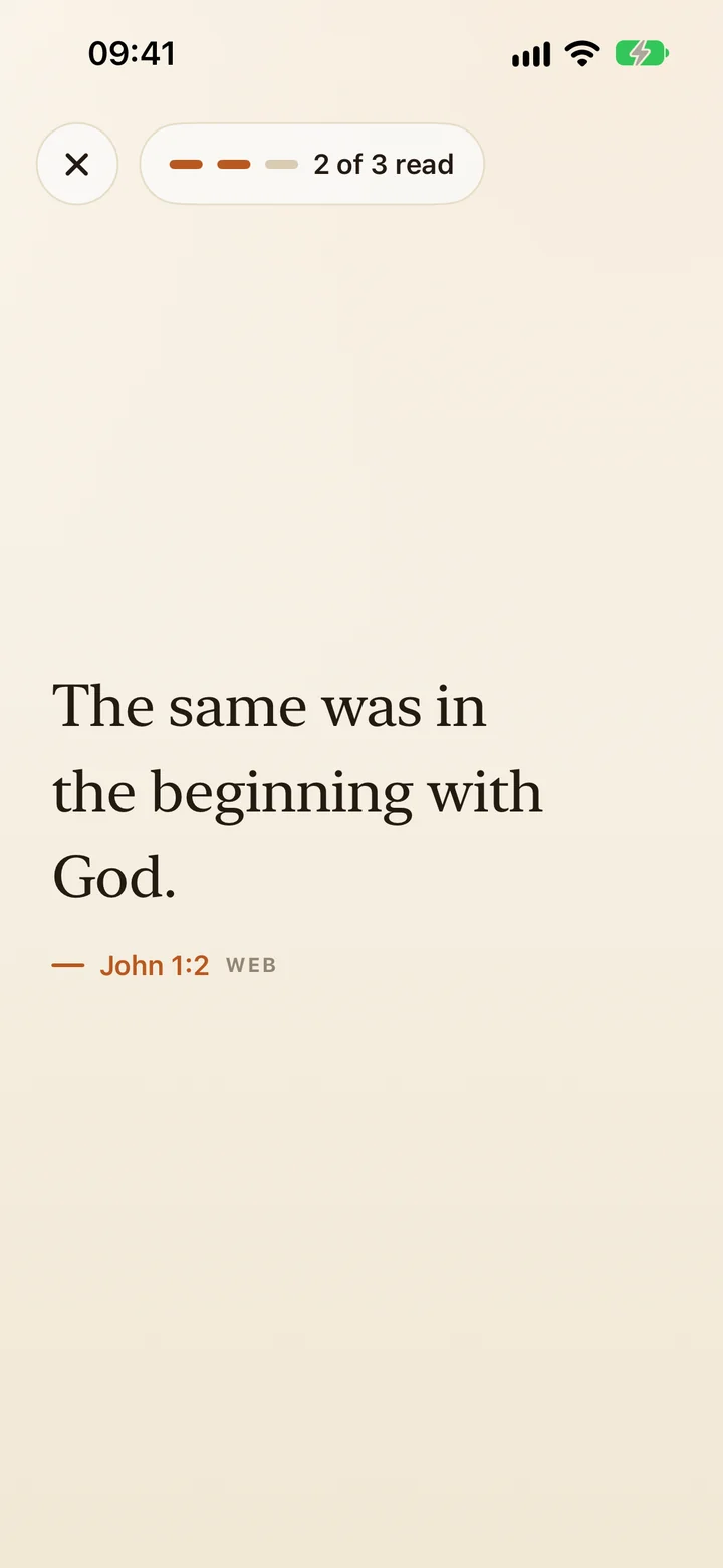 Read and pray: John 1:2 on screen, 2 of 3 verses read